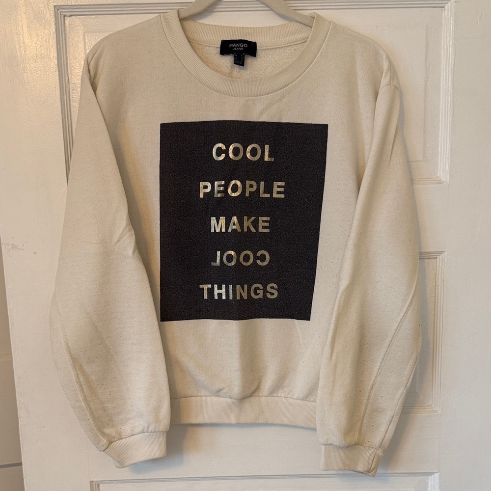 Mango Cream Crewneck with Black Text Design